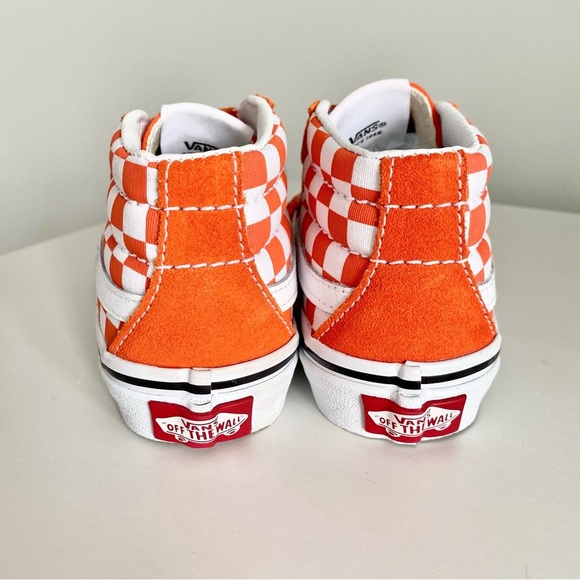 Vans Kids Orange and White Checkered Sneakers - Picture 4 of 6
